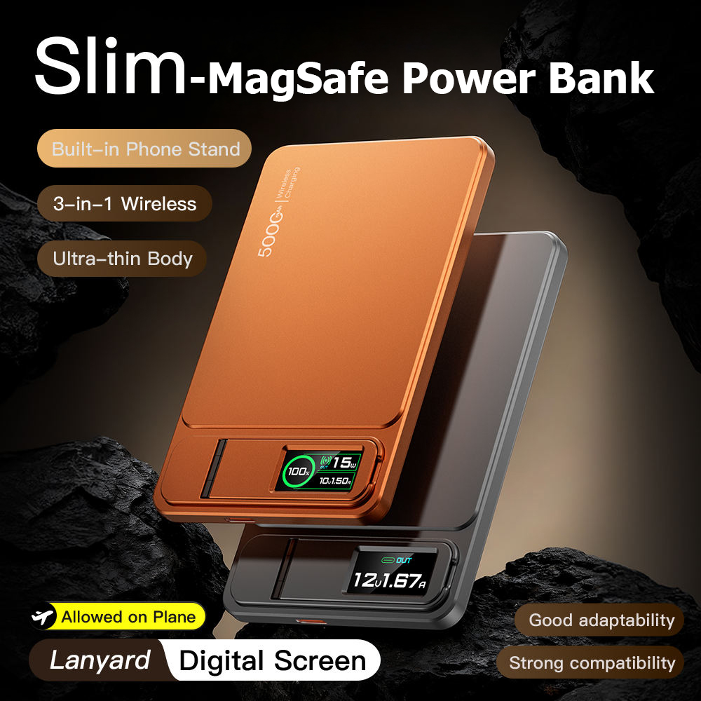 Solar Emergency Charger - 10000mAh Slimme MagSafe Powerbank, Magnetische Draadloze