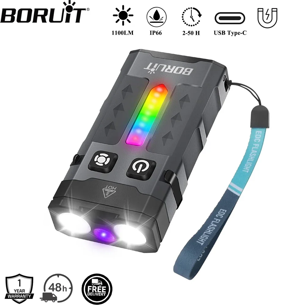 Fishing Kit Compact - BORUiT EV20 1100LM EDC UV-sleutelhanger LED-zaklamp